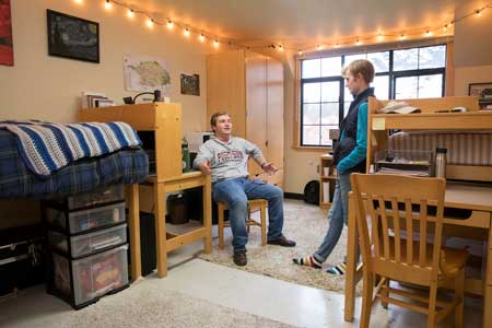 students in a dorm room