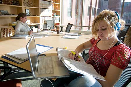 student studying